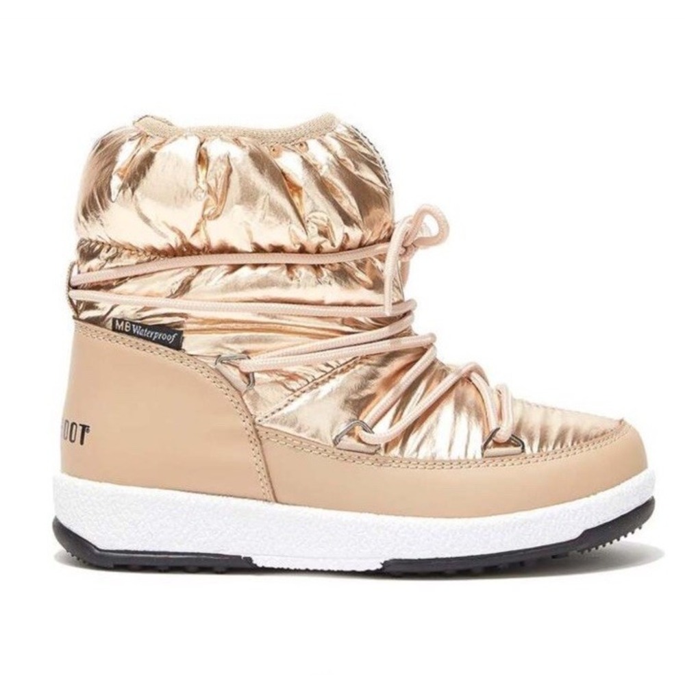 Moon Boot Protecht Junior Low Gold Nylon Boot‎ Girl's Size 2.5